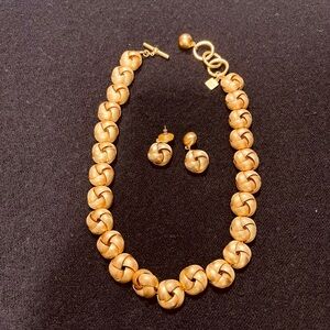 Anne Klein Gold Knot Necklace and Earring Set